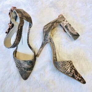 Chinese Laundry Heels 6.5 D’Orsay 4” Solitaire Snake Cocktail Party Dancing NWOT
